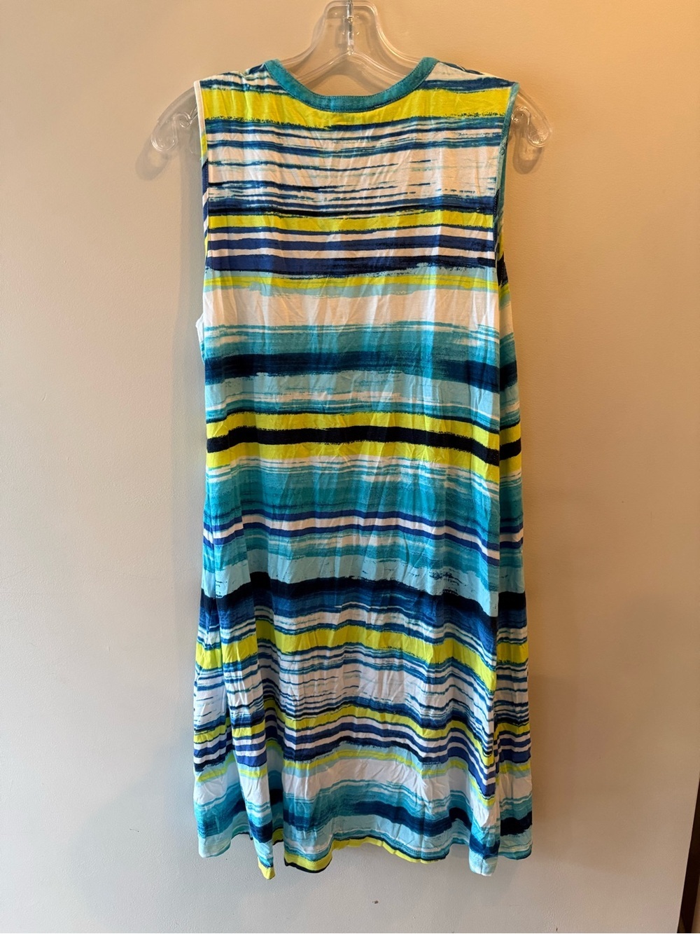 Jones New York Sport Petite Striped Sleeveless Dress Blue Green Yellow PL - Picture 3 of 3